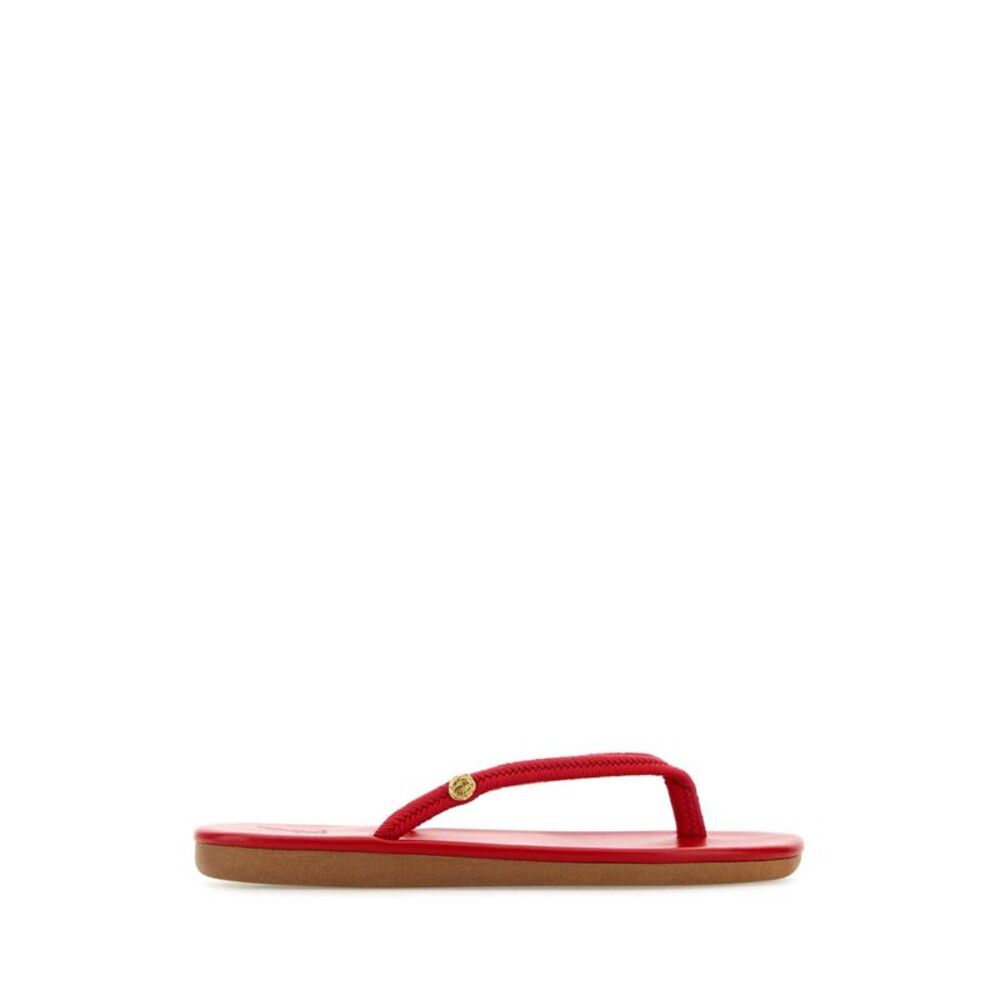 Ancient Greek Women Red Fabric Saionara Thong Slippers